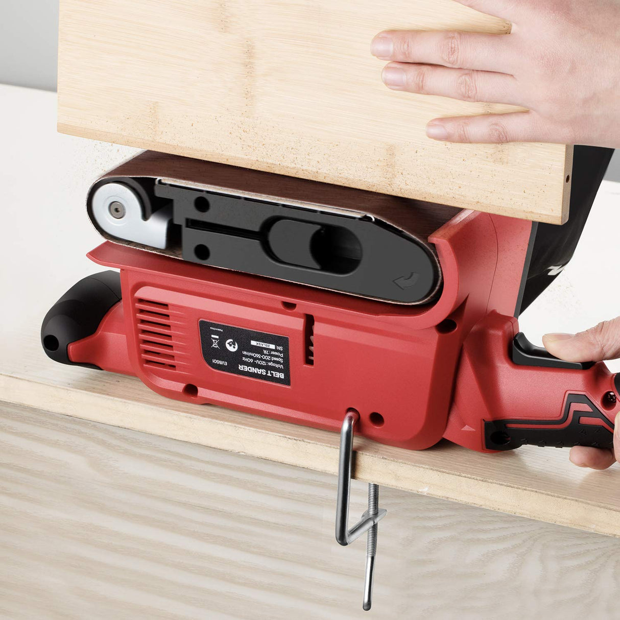 Eastvolt 7 Amp Belt Sander 200-360RPM with 6 Variable Speed, 3 x 18 Inch Belt Sander with 20 Pcs Sanding Belts, Screw Clamps, Dust Bag Eastvolt