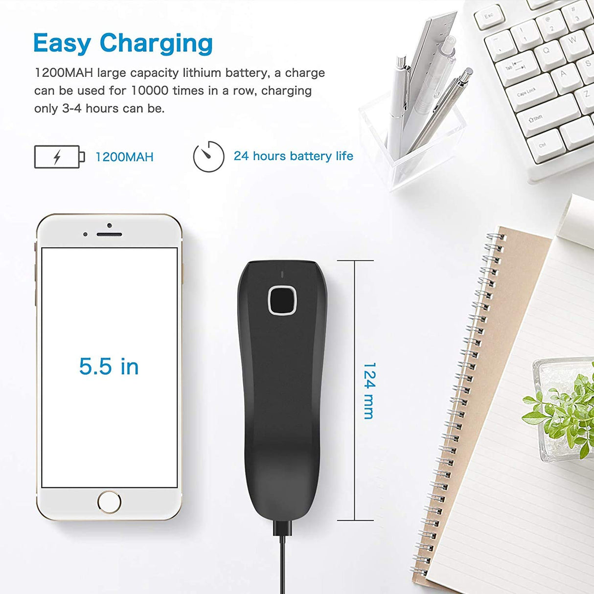 NETUM QR Code Scanner, Mini Barcode Scanner Bluetooth Compatible, Small Portable USB 1D 2D Bar Code Scanner for Inventory, 2.4G Cordless Image Reader for Tablet iPhone iPad Android iOS PC POS - C750 NETUM