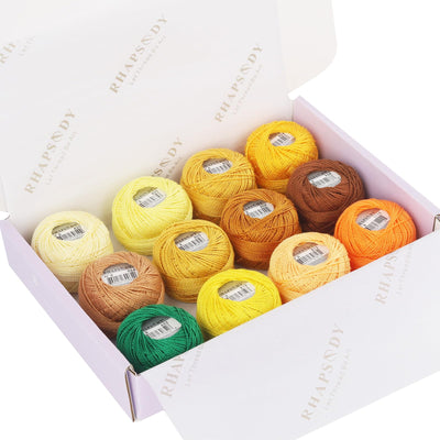 Rhapsody 12 Balls Set Pearl Cotton Thread Size 8 Crochet Thread Embroidery Perle Hand Knitting, Embroidery, Cross-Stitch, Sewing, Needlepoint, DIY, Quilting (Set Canyon Sunset)