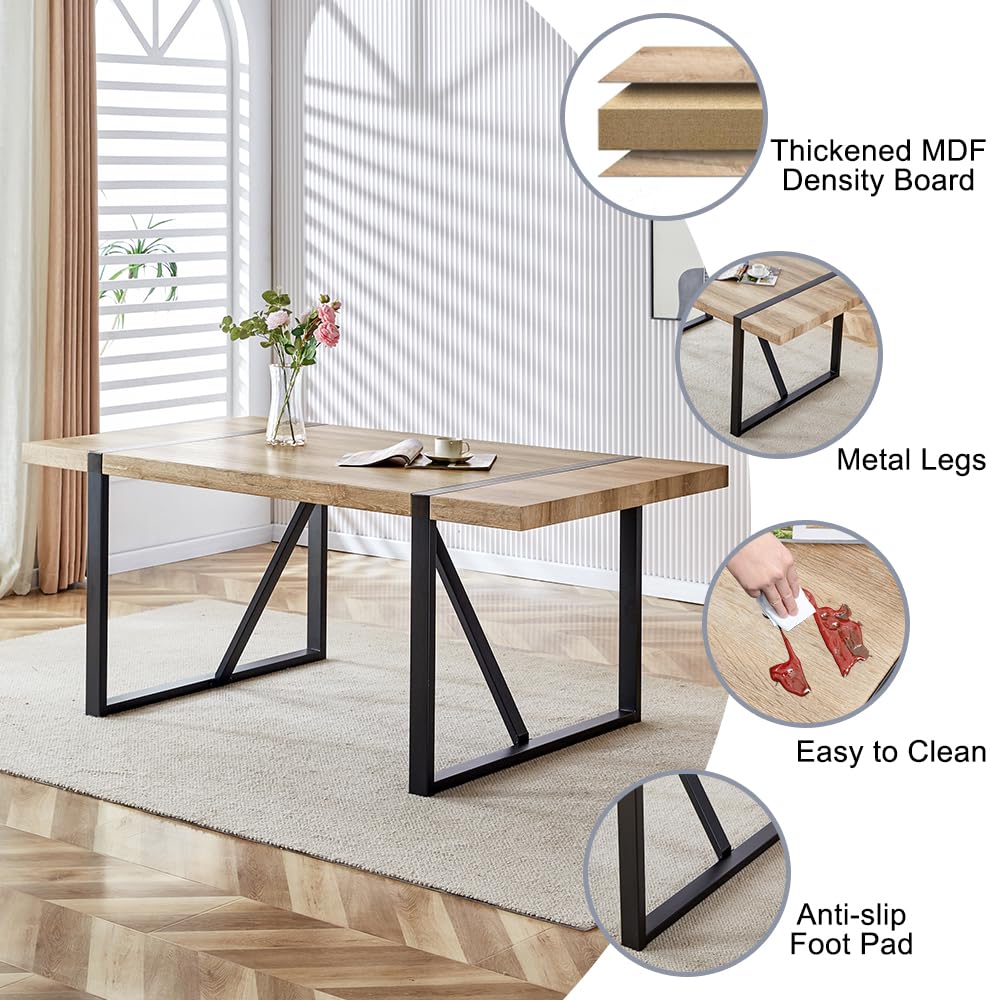 MUUOKY Dining Table Set for 8, 71'' Wood Dining Table and Chairs Set of 8, Modern Rectangle Wood Dining Table,PU Dining Chairs 8, Suitable for Home,Kitchen Dining Room Living Room MUUOKY