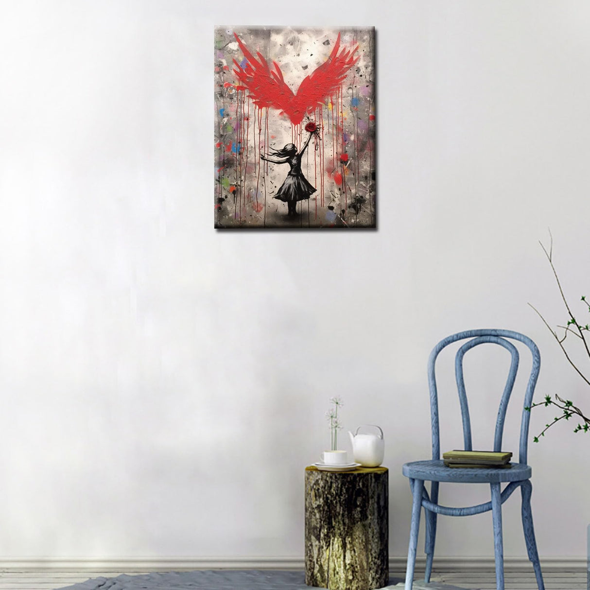 Tucocoo Banksy Graffiti Painting by Numbers Girl with Red Rose Paint by Number for Adults Beginner with Paintbrushes Acrylic Painting by Numbers Kits Canvas Art Crafts Home Decor16x20Frameless Tucocoo