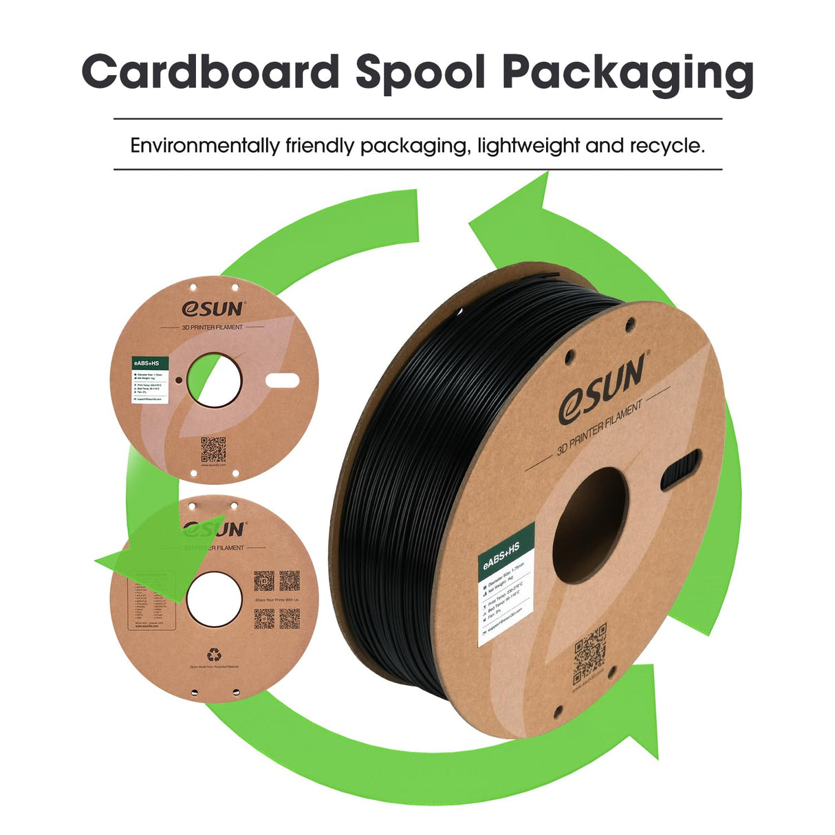 eSUN High Speed ABS+ Filament 1.75mm, Excellent Layer Adhesion 3D Printer Filament Speedy ABS Plus for Fast Printing, 1KG Spool (2.2 LBS) 3D Printing Filament for 3D Printers, Black eSUN