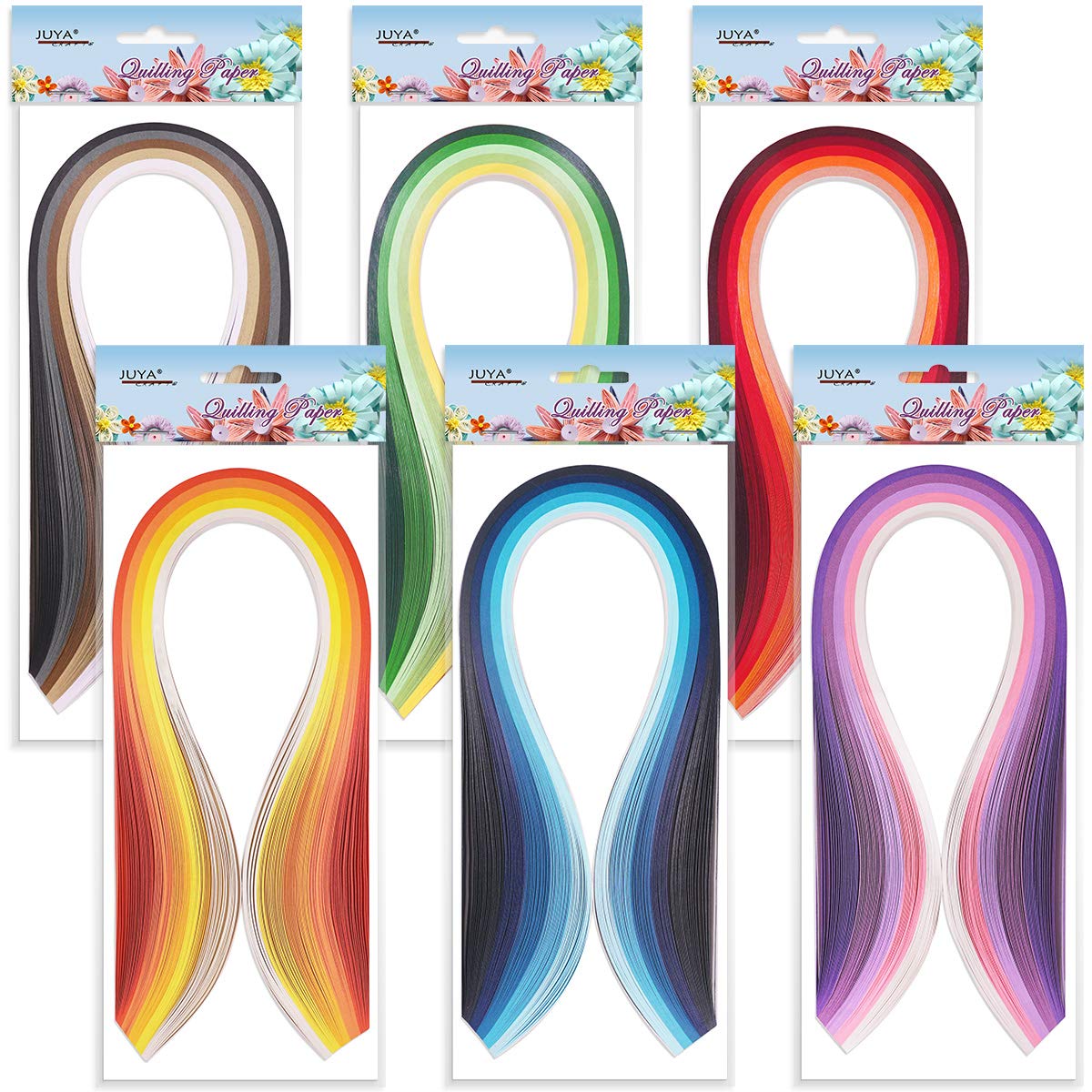 JUYA Paper Quilling Kits with 30 Colors 600 Strips and 8 Tools (Width:3mm with Glue, Blue Tools) JUYA