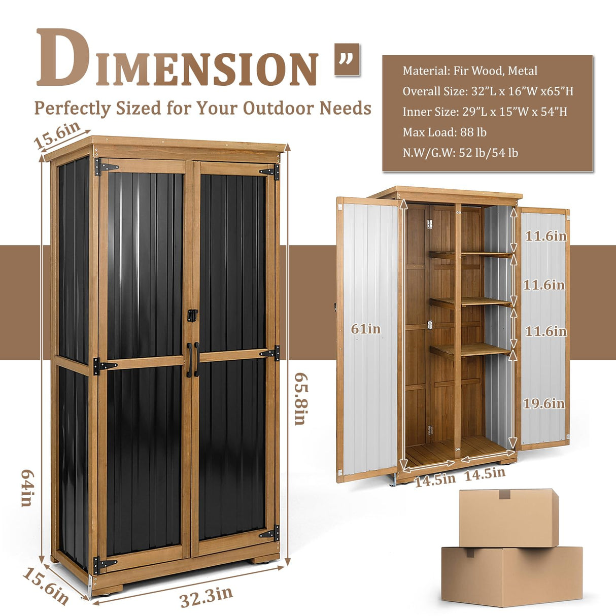 Outdoor Storage Cabinet Waterproof with Shelves, Outside Cabinets Weatherproof, Patio Backyard Pool Garden Garage Storage Cabinet Storage Shed Tool Organizer PetsCosset