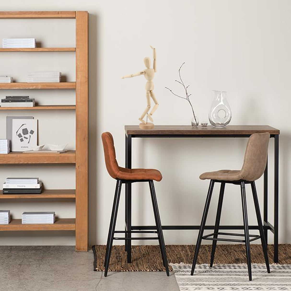 YUENPUN 6 PCS 5.5 Inch Poseable Wood Mannequin Doll, Wood Drawing Mannequin, Wood Art Mannequin Model with Base, Articulated Wood Figure Human Model for Decor, Painting, Gift YUENPUN