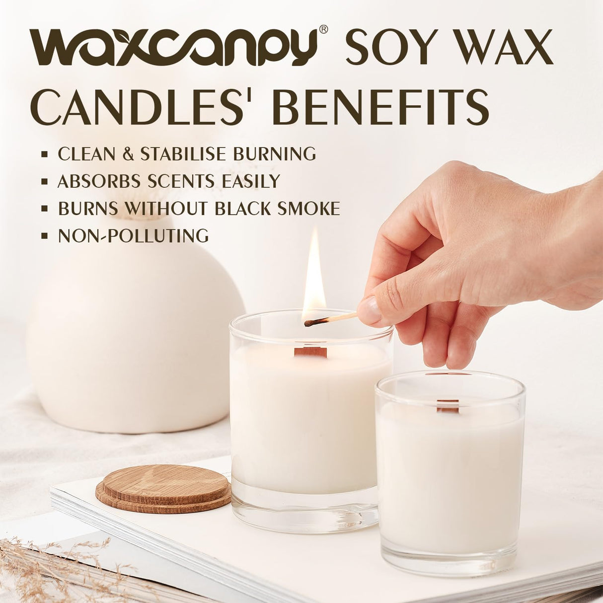 Soy Wax, Waxcanpy Natural Candle Wax, Organic Soy Wax for Candle Making from Farm, No Additives, Harmless and Pure (5lb) Waxcanpy