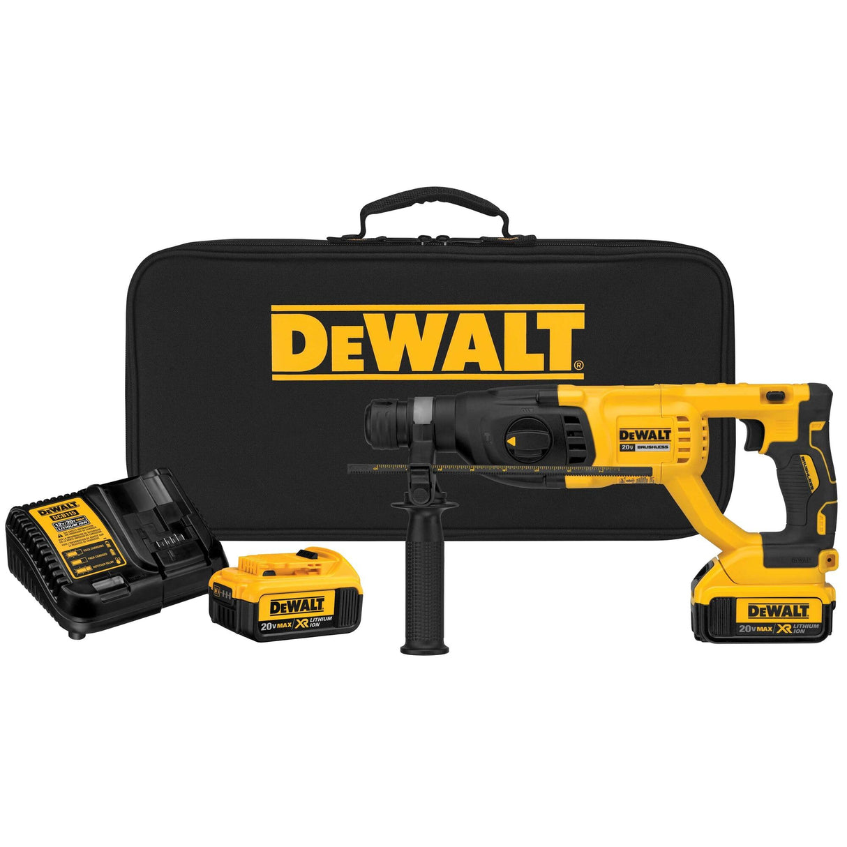 DEWALT DCH133M2 20V Max XR Brushless 1” D-Handle Rotary Hammer Kit DEWALT