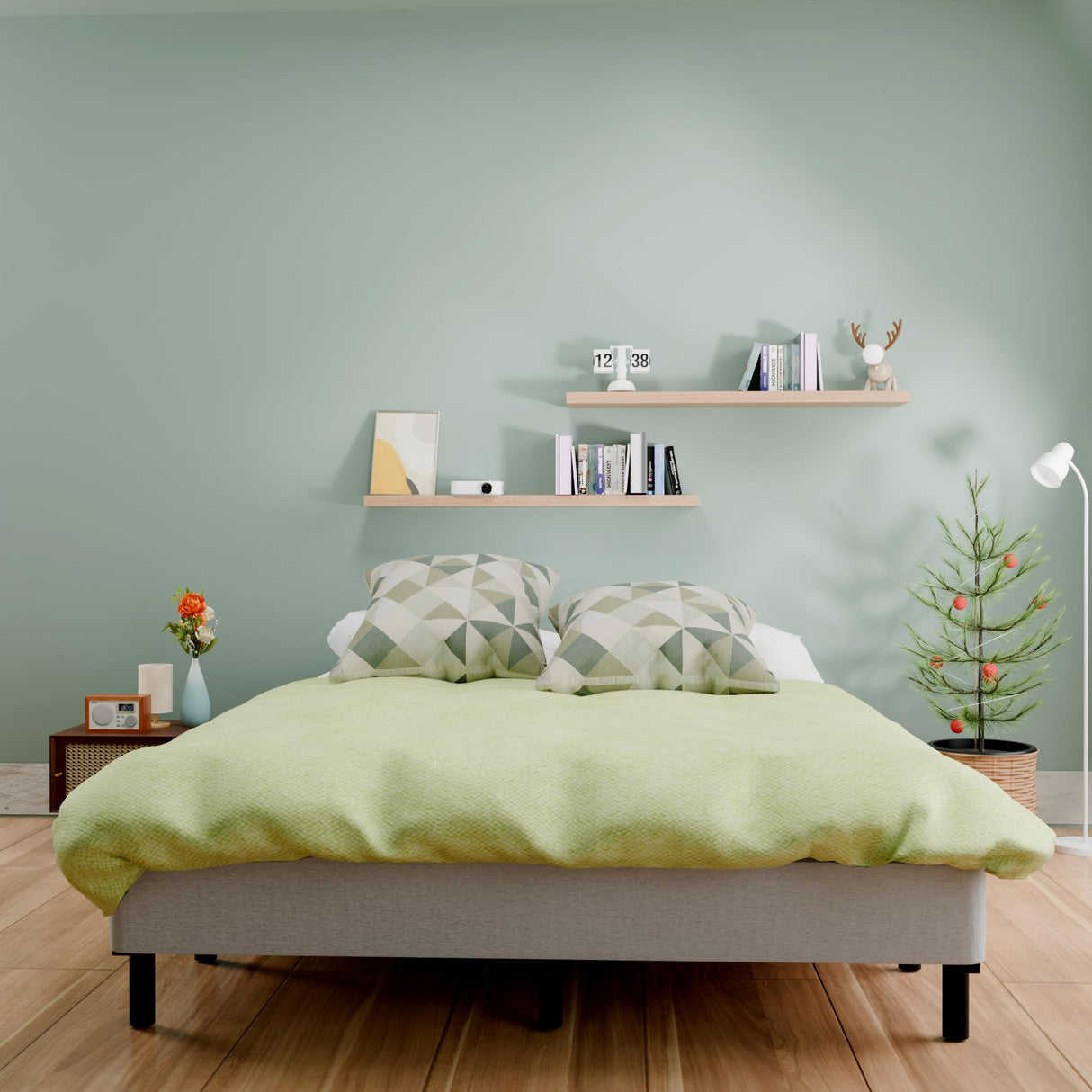 FMDMR King Box Spring 4 Inch, Low Profile King Size Box Spring Only, Heavy Duty Mattress Foundation Metal Bed Base with Fabric Cover, Easy Assembly, Non-Slip, Noise Free FMDMR