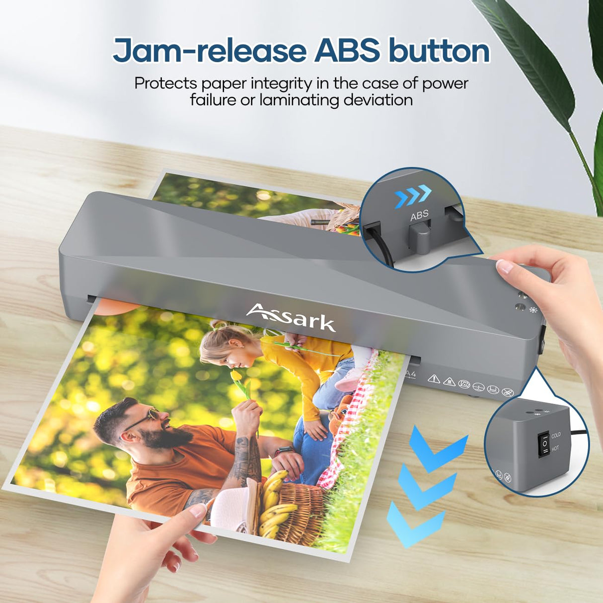 Laminator, 9 Inch A4 Thermal Laminator Machine with Laminating Sheets 9pcs & Paper Trimmer, 4 in 1 Hot & Cold Personal Lamination Kit for Home Office School Use, Fast Warm-Up & Quiet, Never Jam Assark