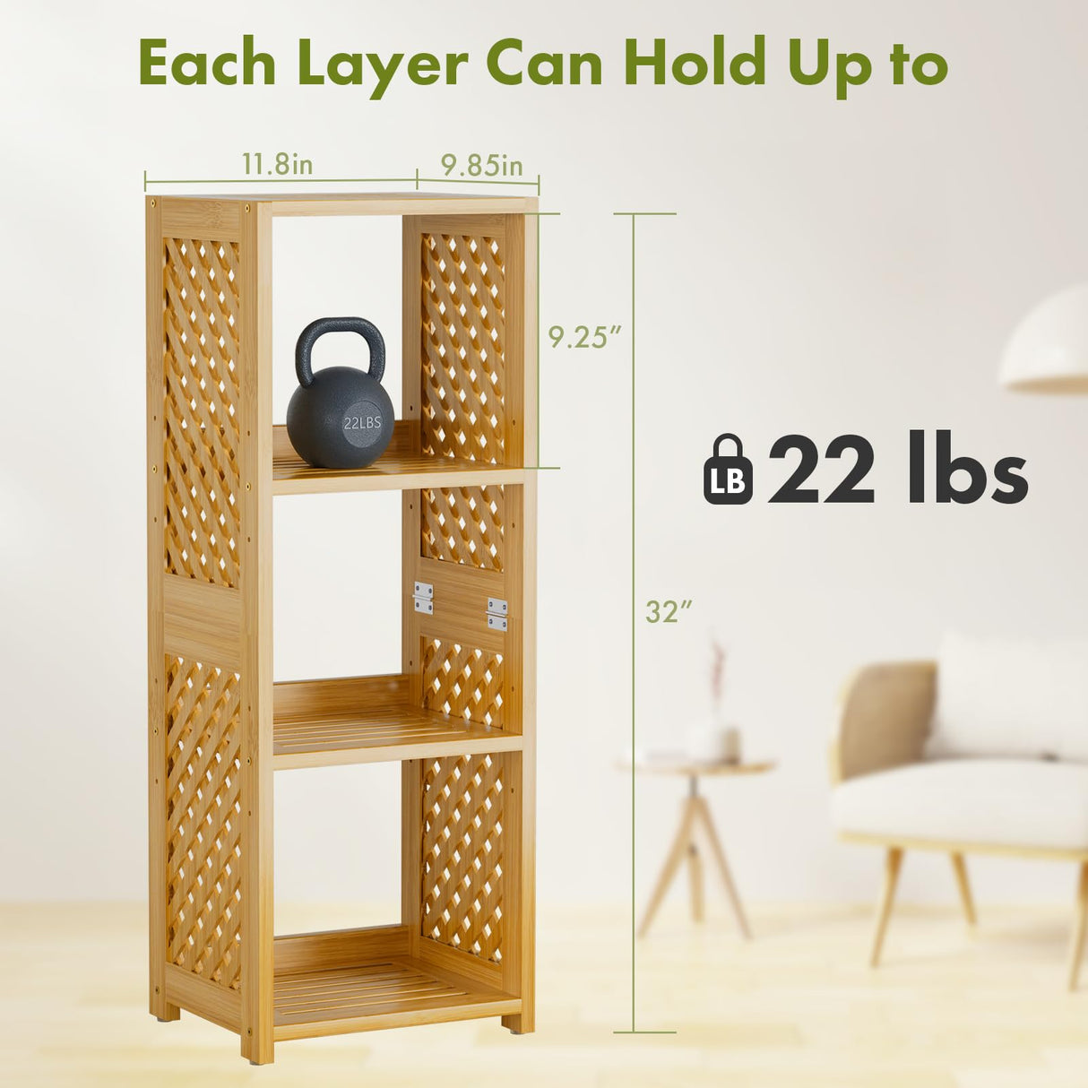 Amazer 3-Tier Bamboo Book Shelf, 32 Inches Tall Standing Bookshelf – Space-Saving, Adjustable Storage Shelves, Bookcase for Home, Office, Bedroom and Living Room Amazer