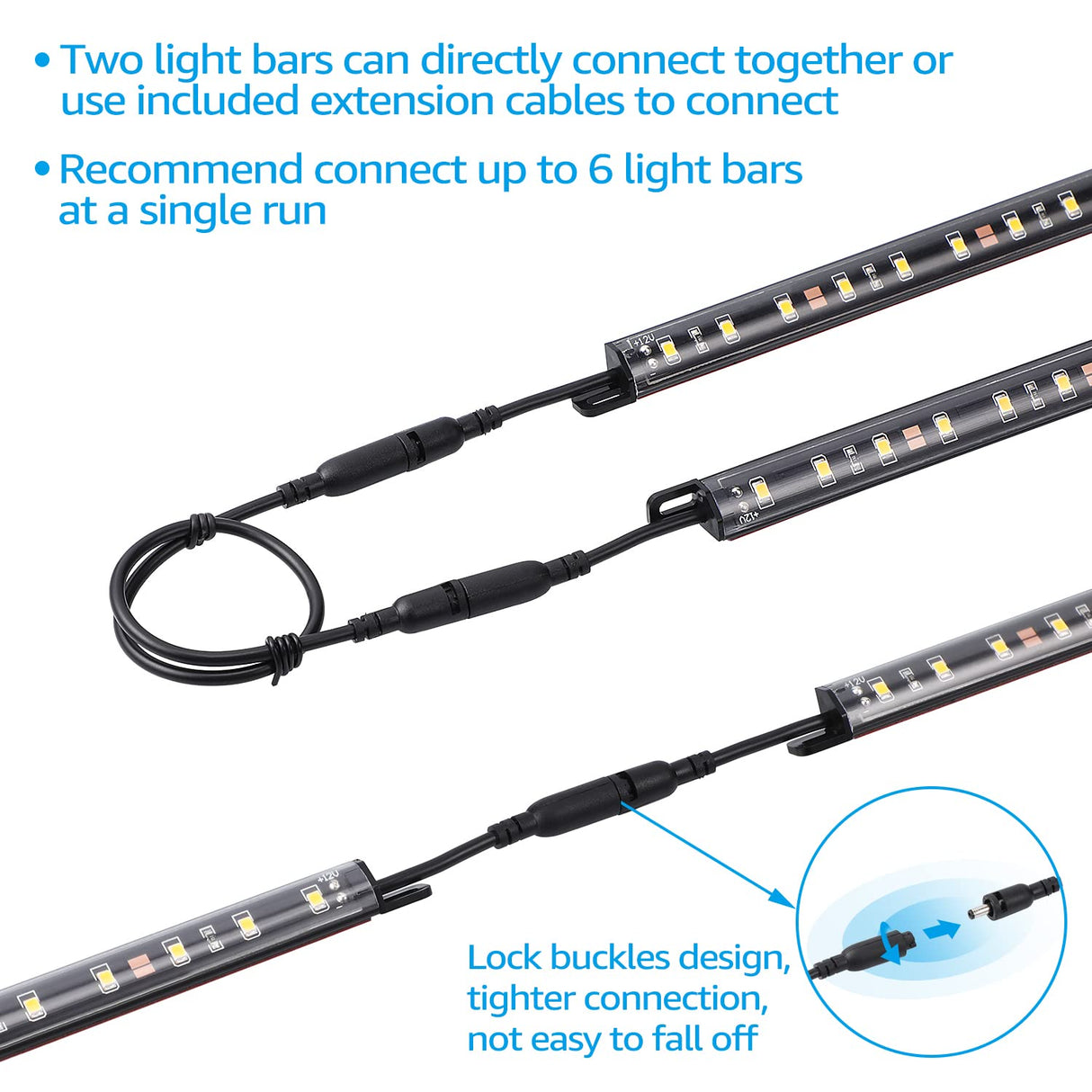 TORCHSTAR LED Safe Lighting Kit, (6) 12 Inch Linkable Light Bars + Motion Sensor + UL Power Adapter, 900LM, Input 100-240V, for Under Cabinet Gun Safe Locker Closet Showcase, 5000K Daylight TORCHSTAR