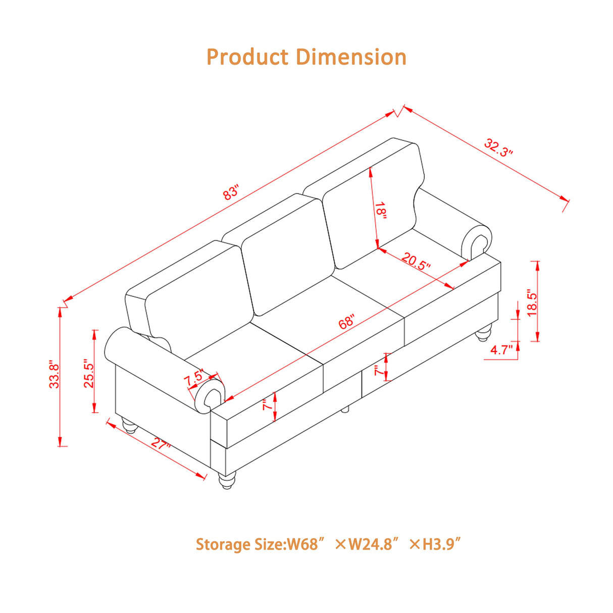 FAVSH 83" Modern Classic Design Loveseat Sofa, Upholstered Imitation Cowhide Leather Couch with Nails for Living Room Apartment Department Small Space,Brown FAVSH