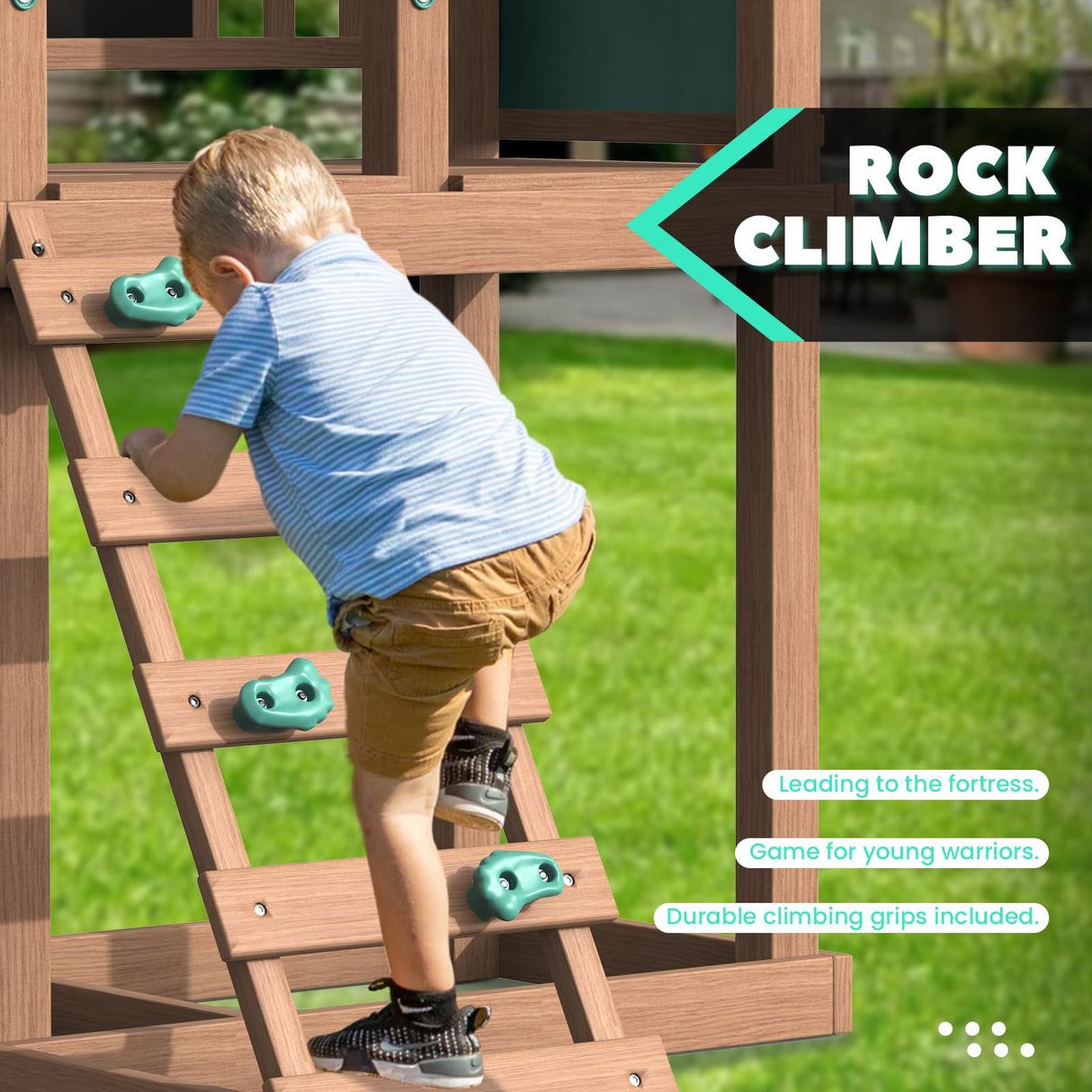 All Spruce Wooden Swing Sets for Backyard for Kids 3-12, Swingset Outdoor for Kids, Outdoor Kids Swing Sets for Backyard with 2 Belt Swings, Slide, Climber, Sandbox Area, Blackboard, Play Deck BUPPLEE