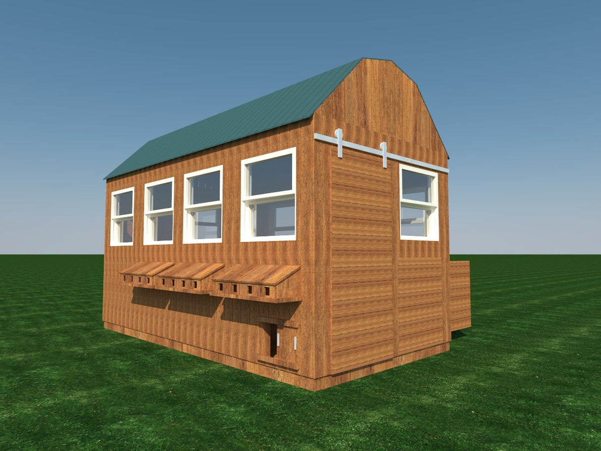 Poultry Chicken Coop Plans DIY Backyard Barn Hen House Cage with Run 8' x 16' WoodArtSupply