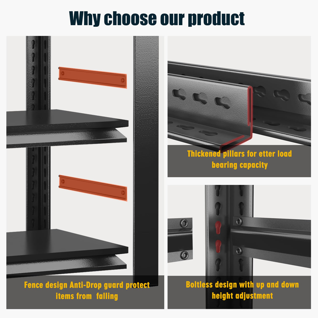 78" H,Metal Garage Shelving Heavy Duty 5-Tier Adjustable Storage Shelves Easy to Assemble, Garage Organization with 4500lbs Capacity,Shelving Racks for Storage,Ideal for Garage,Basement,Warehouse Hymnxemo