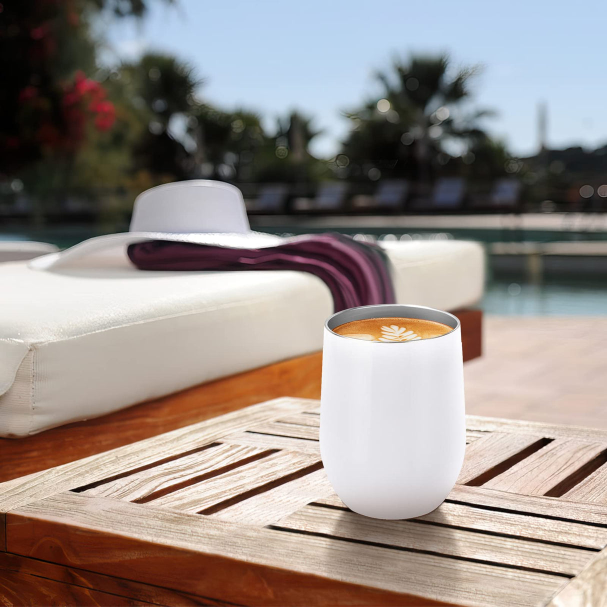 Lifecapido Sublimation Blanks Wine Tumblers 12oz, Stainless Steel Stemless Wine Tumblers, Double Wall Vacuum Insulated Wine Tumbler with Lids for Wine Coffee Champaign Juice Cocktails, White Lifecapido