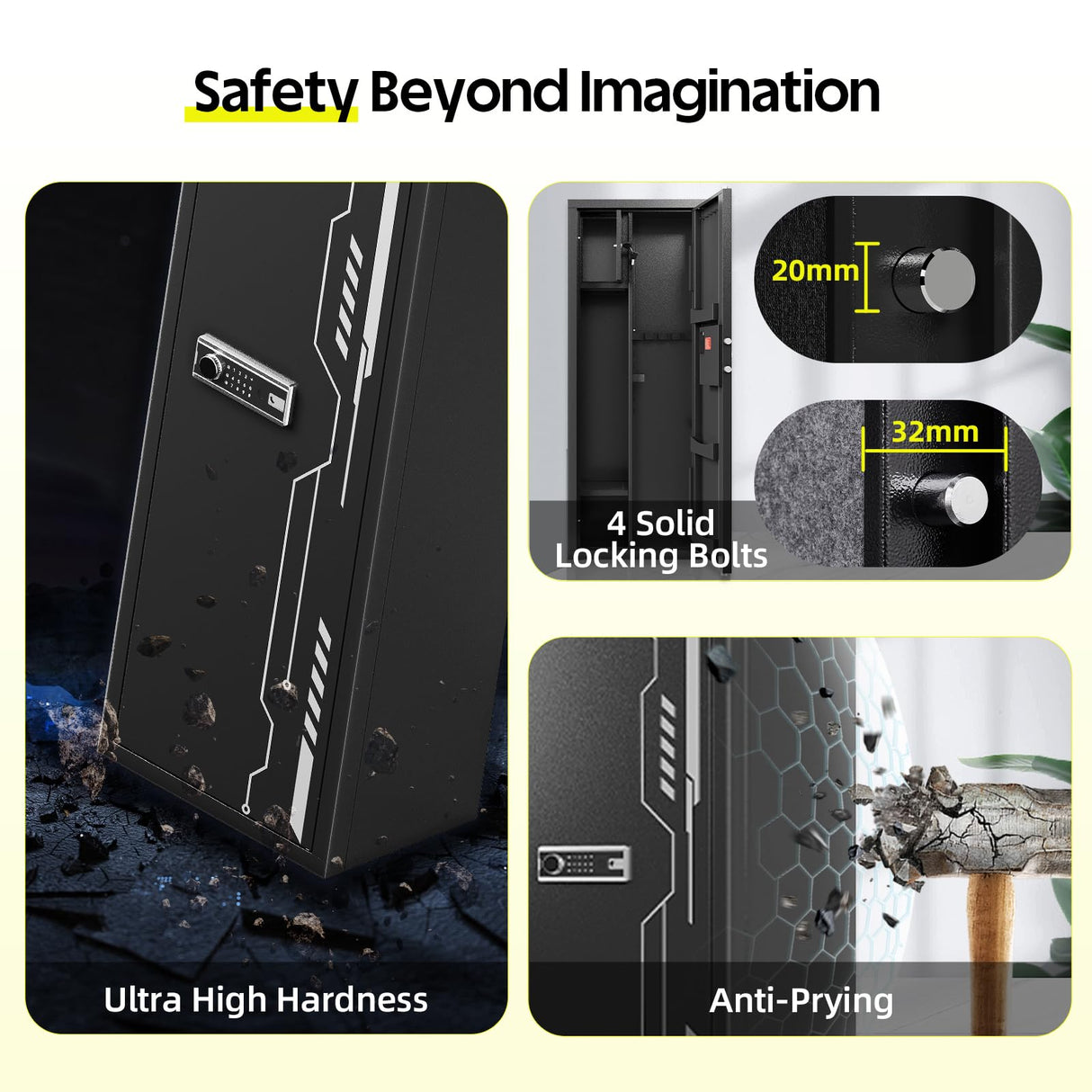 KAER Gun Safe, Large 8-12 Gun Cabinet for Home Defense with Electronic Keypad | Secure Rifle & Shotgun Safe with Adjustable Shelf, Rifle Rack for Pistols and Ammunition Storage KAER