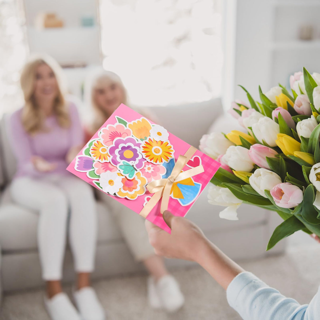 Fullhawl 30 Sets Mothers Day Card DIY Mom Cards Making Kit Happy Mother's Day Flower DIY Greeting Card with Envelopes Ribbon Floral Handmade Craft to Mom for Home School Classroom Activities Supplies Fullhawl