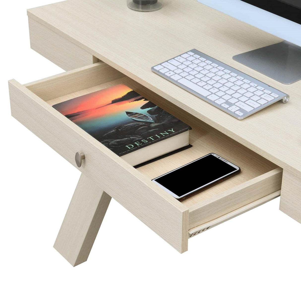 Convenience Concepts Newport 1 Drawer Desk, Ivory Convenience Concepts