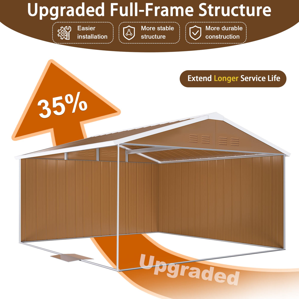 KEIKI 12FT x 10FT Heavy-Duty Metal Storage Shed, Outdoor Storage Shed with Floor & Window, Weatherproof Outdoor Garden Shed for Garden, Backyard, Patio, Lawn KEIKI