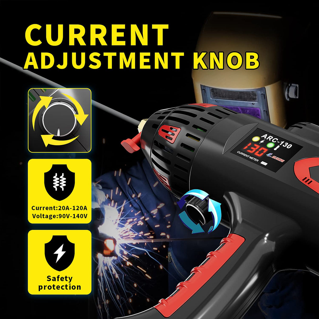 GZ GUOZHI Welding Machine Handheld, 110V 130Amp Portable ARC Welder Hand Held Welder Machine, Digital Display IGBT Inverter with Welding Tool Set and Toolbox GZ GUOZHI