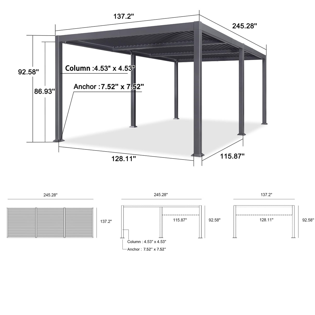 PURPLE LEAF Louvered Pergola 11' x 20' Oversize Patio Aluminum Pergola Modern Outdoor Pergola with Adjustable Roof for Deck Garden Yard Hardtop Gazebo PURPLE LEAF