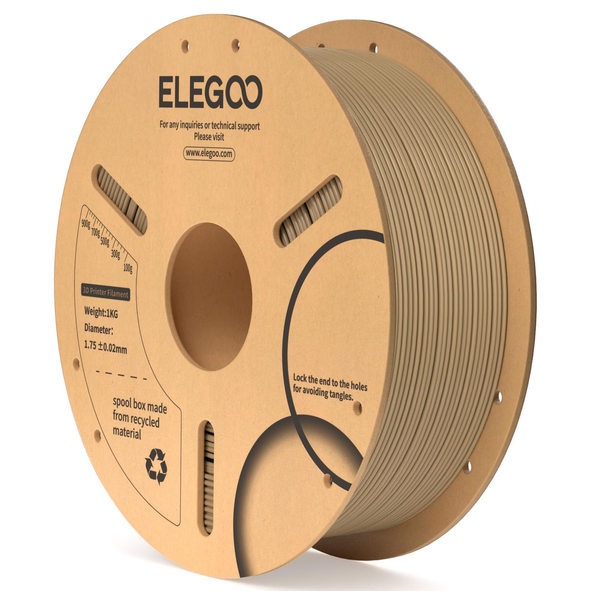 ELEGOO Wood PLA Filament 1.75mm 1KG, Real Wood Fibers Added 3D Printer Filament Dimensional Accuracy +/- 0.02mm, 1kg Spool(2.2lbs) Fits for Most FDM 3D Printers ELEGOO