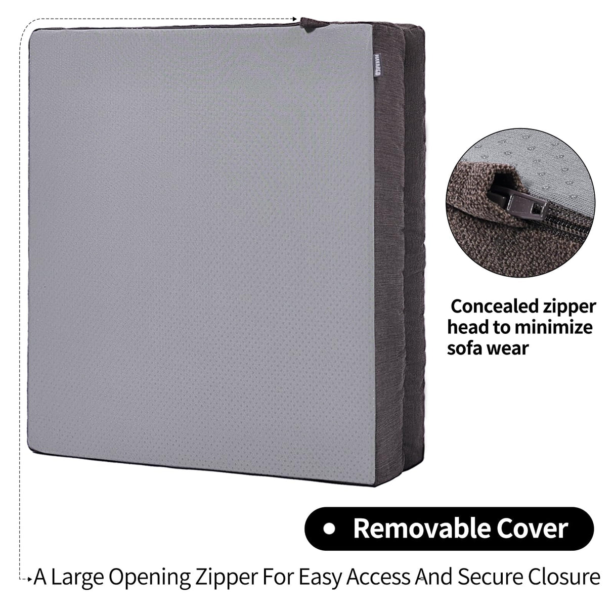 HAVARGO Recliner Cushions for Elderly, 20x20x4 Inch Thick Chair Cushion for Shorter Users Patent Design Soft Tufted Dual Layer Booster Seat Cushions for Seniors Recliner Risers Taupe 1P HAVARGO