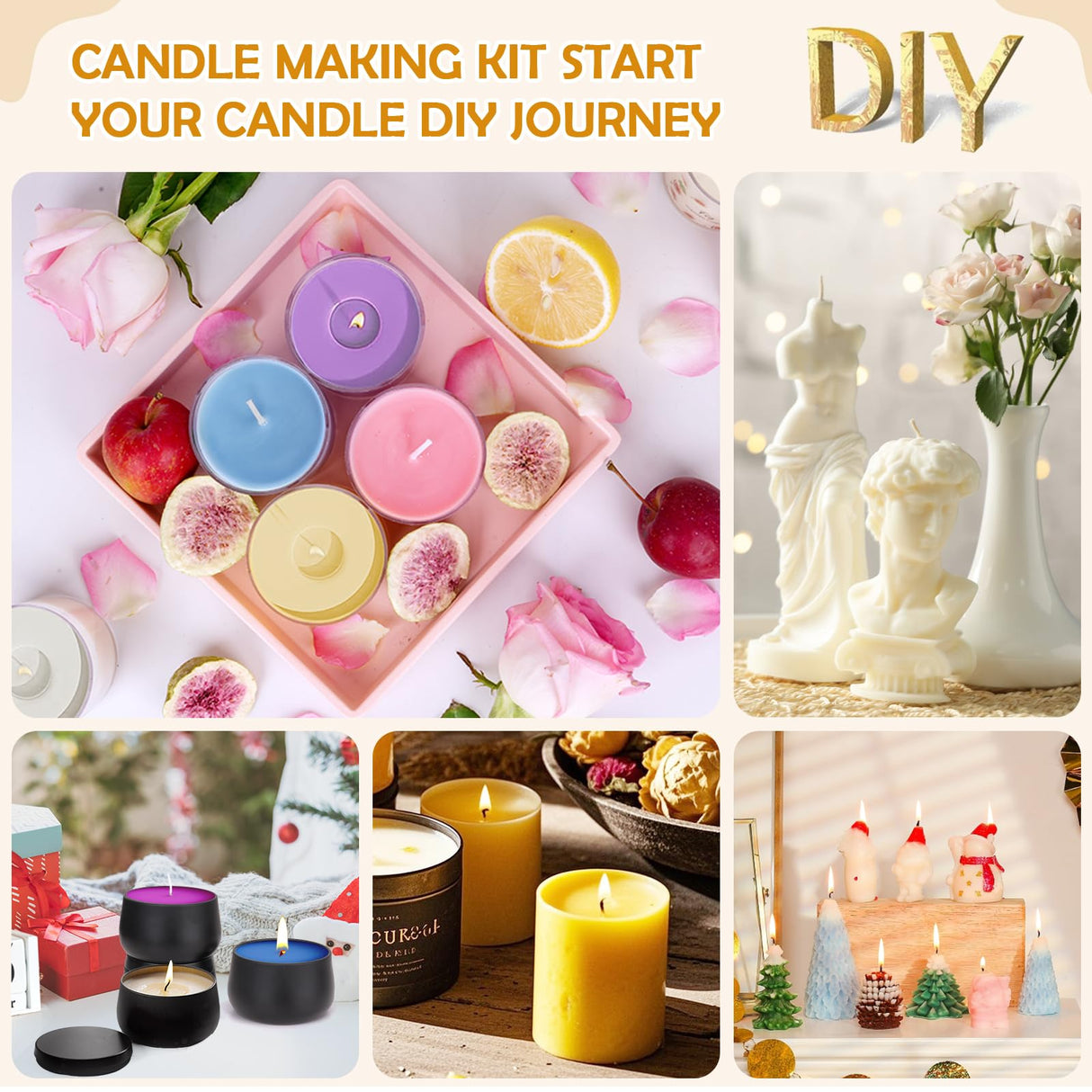 Candle Making Kit for Adults, DIY Soy Candles Making Supplies for Beginners, Complete Candle Kit for Starter, Perfect as Home Decoration Party Gift KIYTARBOO