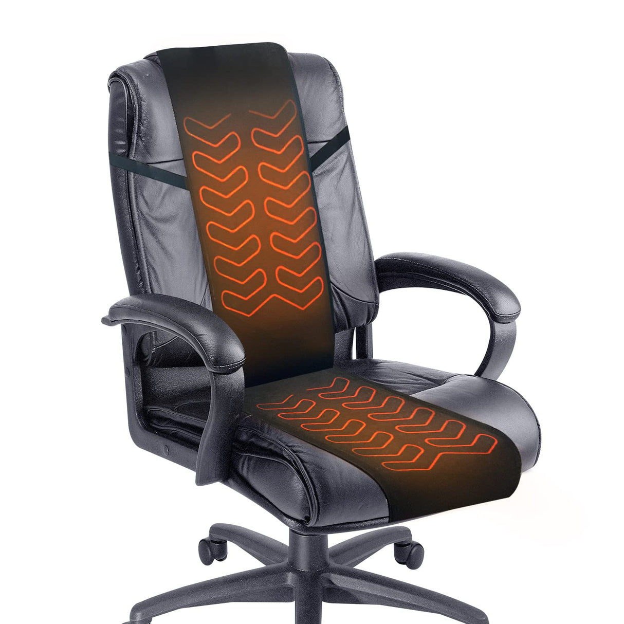 MAXCOM Foldable & Washable Fabric Heated Seat Cushion with Temperature Control & Timer - Whole Back Heating - for Office/Home Use MAXCOM