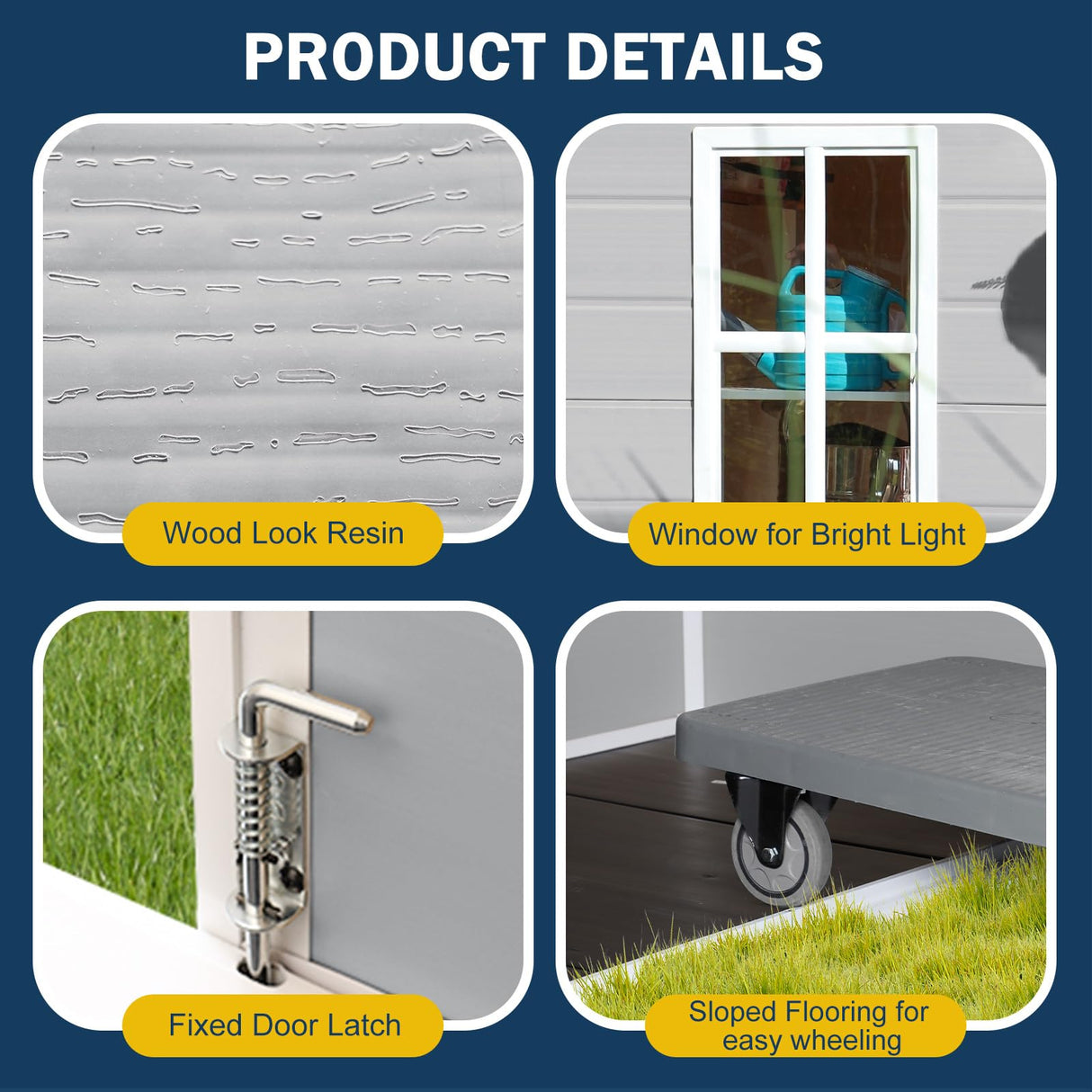 SELLERWE 6x3 FT Resin Storage Shed, Waterproof Outdoor Storage Shed with Floor, Window, Double Lockable Doors & 2 Vents, Tool Shed for Garden Patio, Backyard, Grey SELLERWE