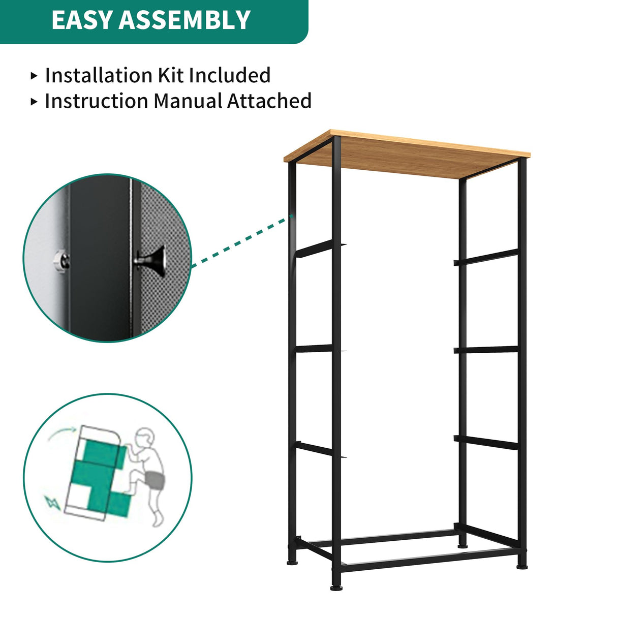 YITAHOME Dresser with 4 Drawers - Fabric Storage Tower, Organizer Unit for Bedroom, Living Room, Hallway, Closets - Sturdy Steel Frame, Wooden Top & YITAHOME