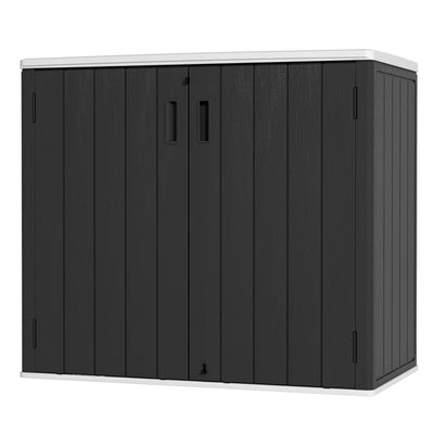 Mrosaa Large Outdoor Storage Box,Resin Sheds&Outdoor Storage Waterproof/Lockable,Outdoor Storage Cabinets for Balcony,Garage,Backyard (37Cu.ft-Black White)