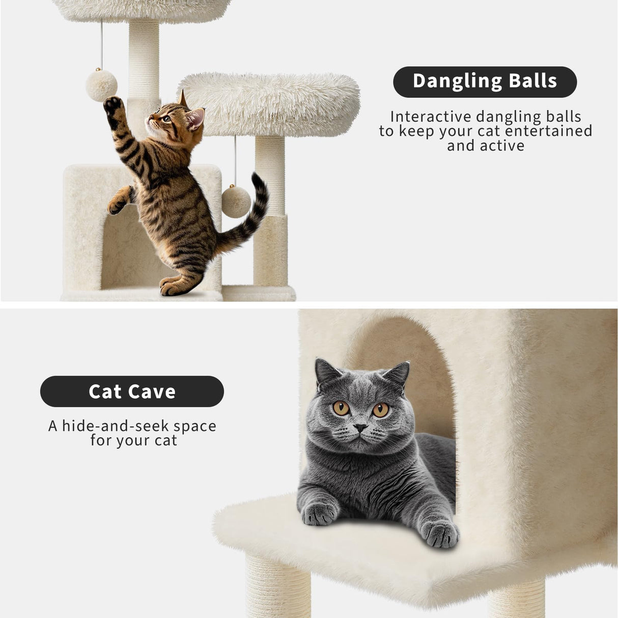 75.6-Inch Tall Cat Tree with Litter Box Enclosure 2-in-1 Modern Large Cat Tower for Indoor Cats with Double Condos/Scratching Posts/Hammock/Plush Perches, Cats Hidden Litter Box Furniture, White Sunvasagoo