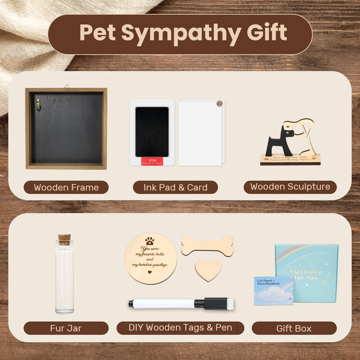 VavoPaw Pet Memorial Gifts for Dogs, 8.6'' Pet Memorial Shadow Box, Loss of Dog Sympathy Gift with Paw Print Kit, Fur Jar, Dog Passing Away Gifts for Tabletop Display & Wall VavoPaw