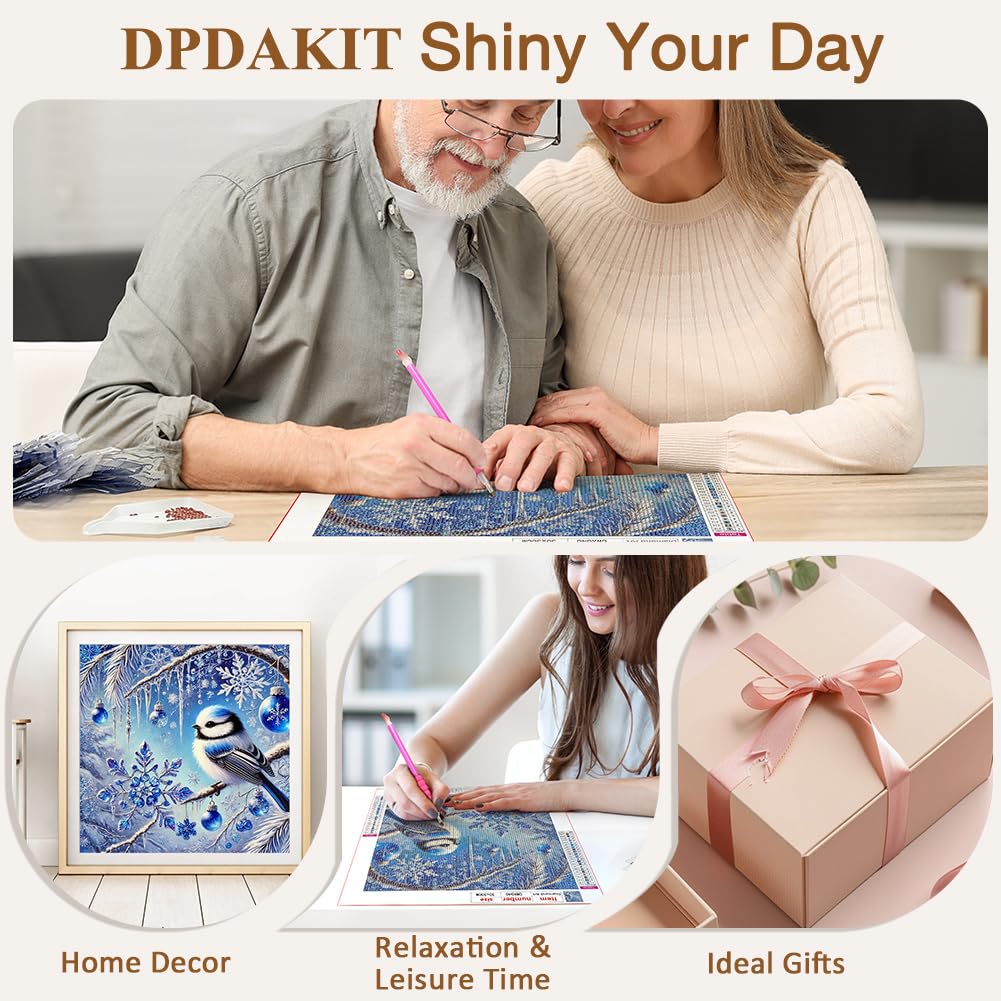 DPDAKIT Diamond Art Kits for Adults, Bird Diamond Painting Kits for Beginner, 5D DIY Round Full Gem Art Crafts for Home Wall Decor Gift, 12x12inch DPDAKIT