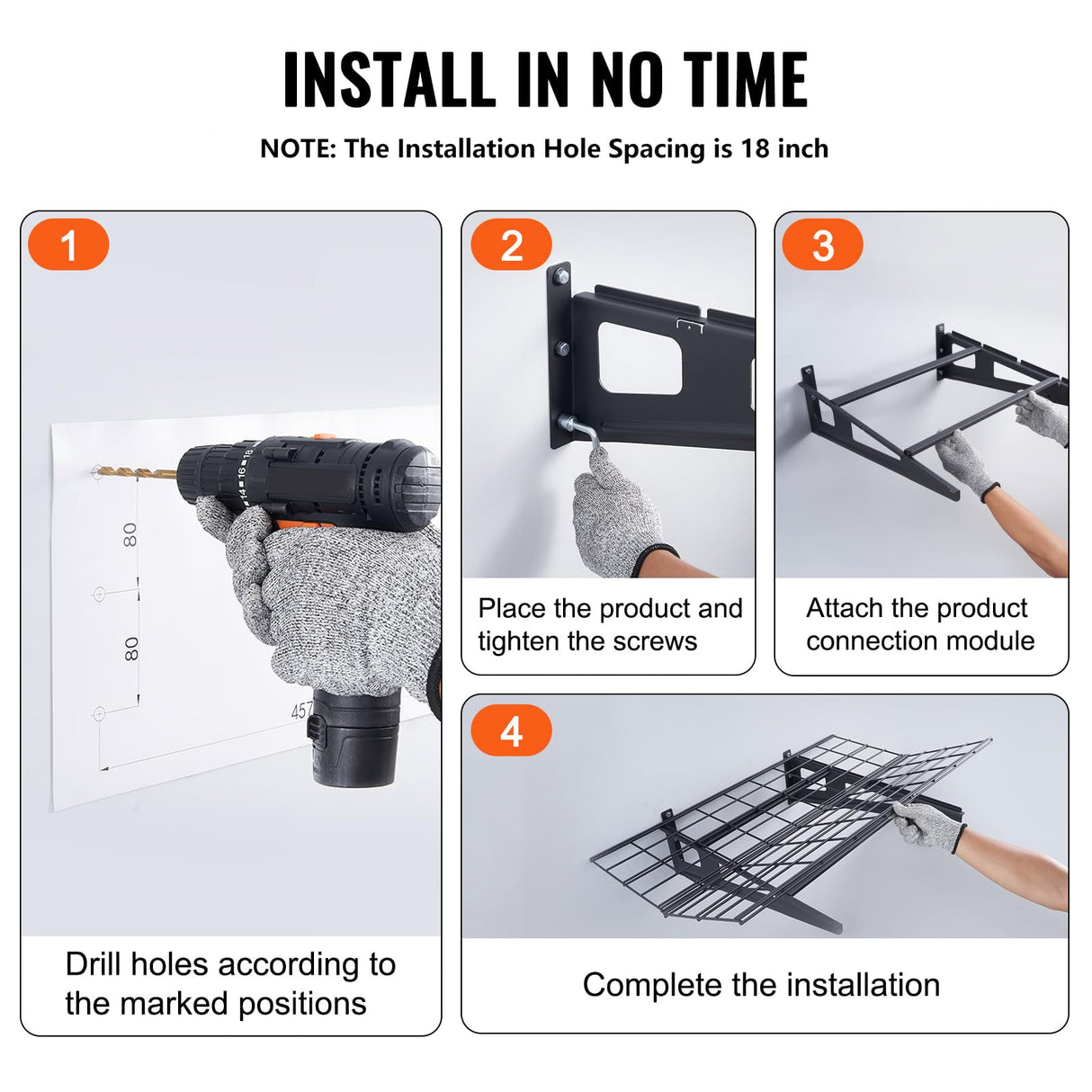 VEVOR 2-Pack Garage Shelving Wall Mounted, 2 x 6 ft Heavy Duty Garage Storage Shelves for Room Wall Shelf,1000 lbs Load Capacity Garage Storage Rack Floating Shelves with 4 Hooks VEVOR