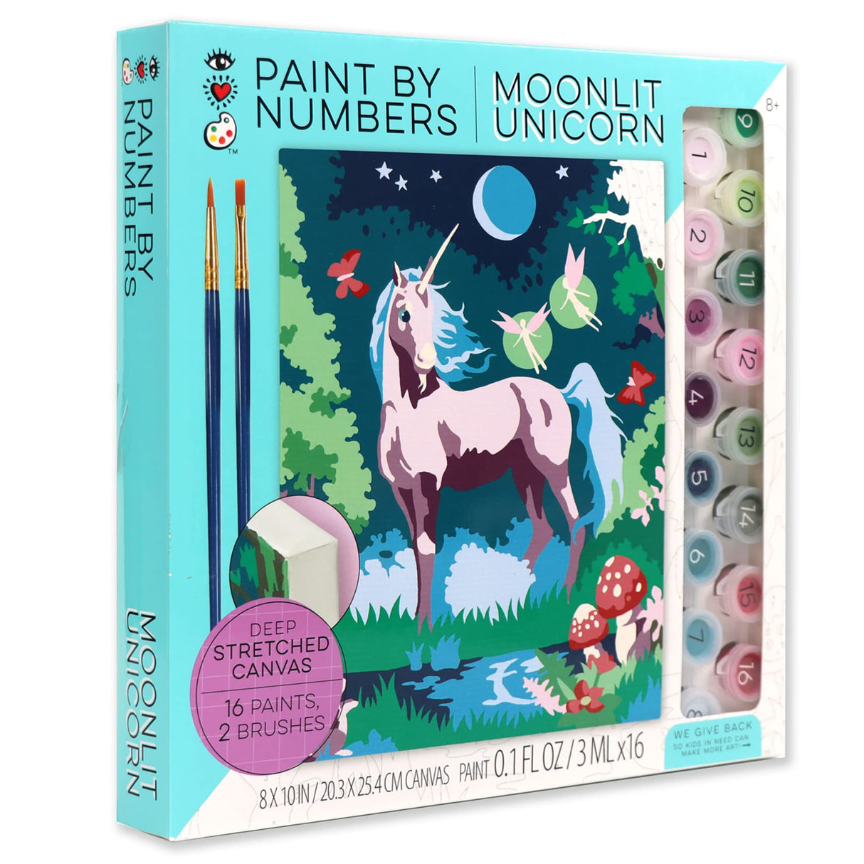 Bright Stripes Paint by Numbers Kit for Kids: Easy to Follow Paint by Numbers Canvas with Frame Kids Paint Kit (Paint by Numbers Moonlit Unicorn) Bright Stripes