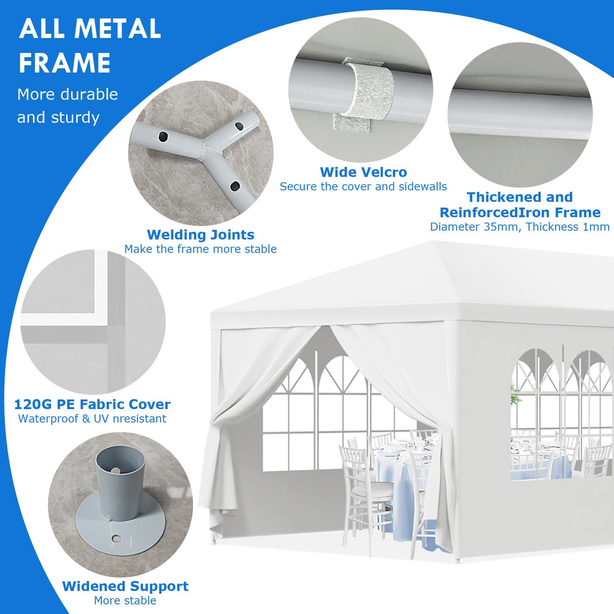 2025 Upgraded 10x30 Party Tent, Outdoor White Tents for Parties, Wedding, Large Canopy Tent with Walls, Big Event Gazebo Tent for Backyard, Garden, 8 Sidewalls EPOFIT