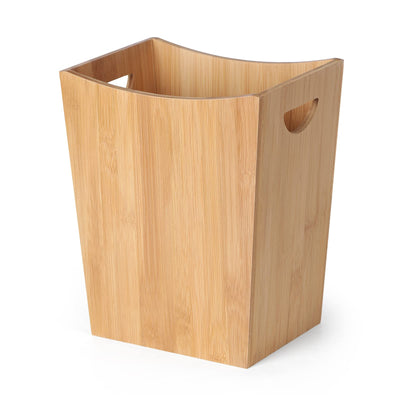 MOOACE Bamboo Trash Can, 2 Gallon Bamboo Waste Basket with Handles, Small Trash Basket Bamboo Garbage Can for Bedroom, Bathroom, Living Room, Office