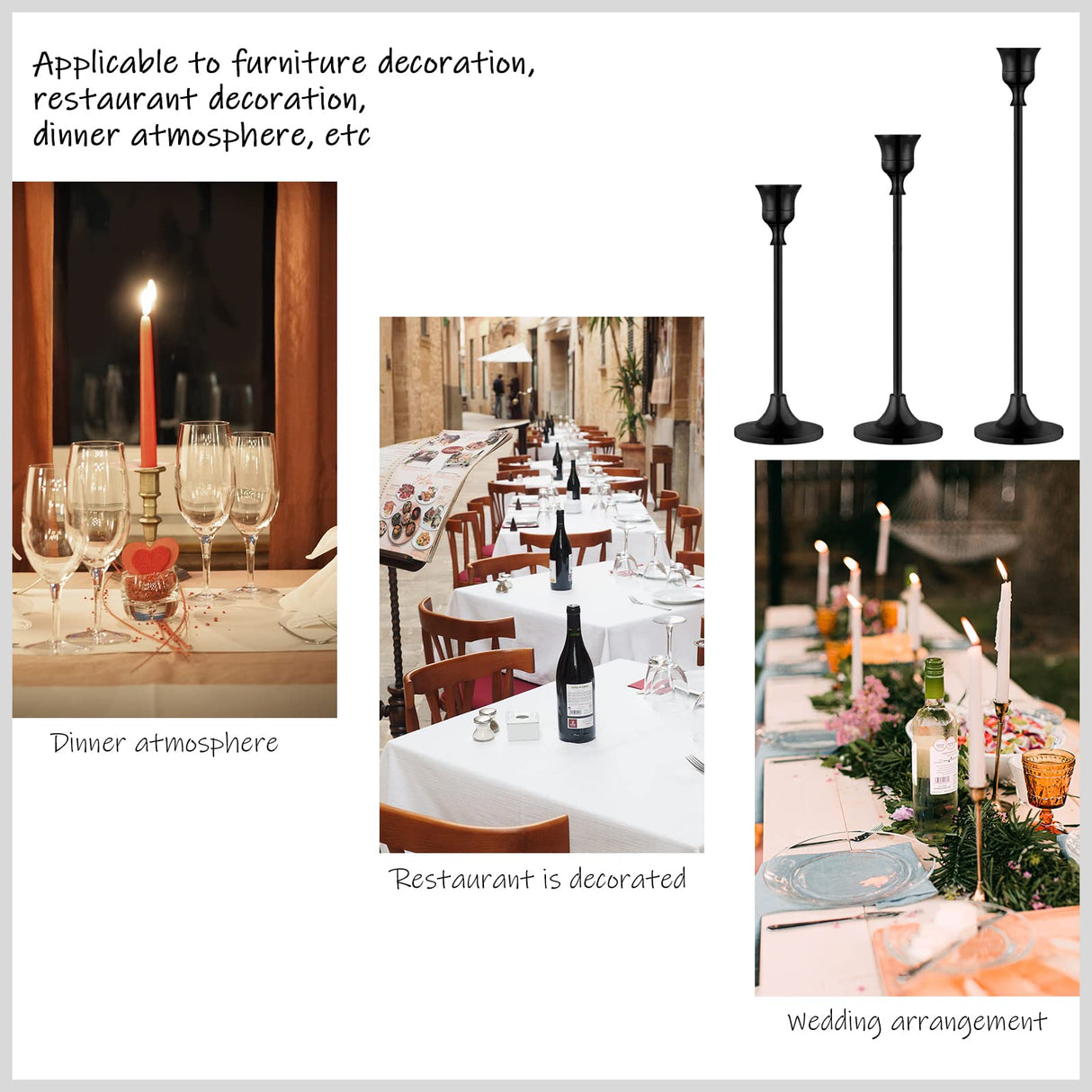 Candlestick Holders,Taper Candle Holder for Candlesticks Black Candelabra Candle Holders Vintage Candle Stick Candle Holder for Fireplace Party Dining Home BEZURA