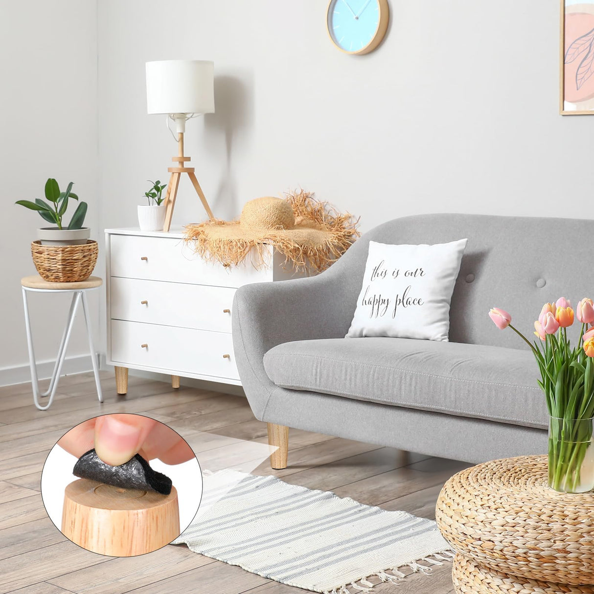 Maitys 4 Inch Round Solid Furniture Legs Furniture Wooden Replacement Chair Feet Dresser Sofa Couch Legs Table Cabinet Footstool DIY Projects for Home(Wood,8 Pcs) Maitys