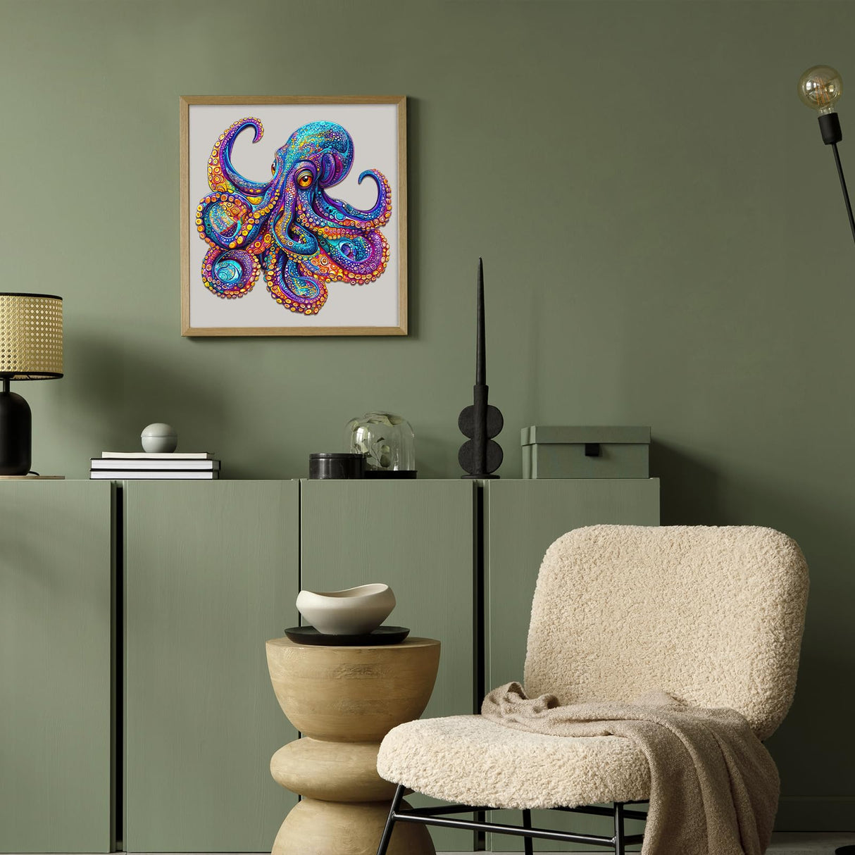 Jigfoxy Wooden Puzzles for Adults, Octopus Wood Puzzles Adult, Unique Animal Shape Wooden Jigsaw Puzzles for Adults, Birthday Gifts for Puzzle Lovers, Family (S-8.5 * 8.4in-100pcs) Jigfoxy