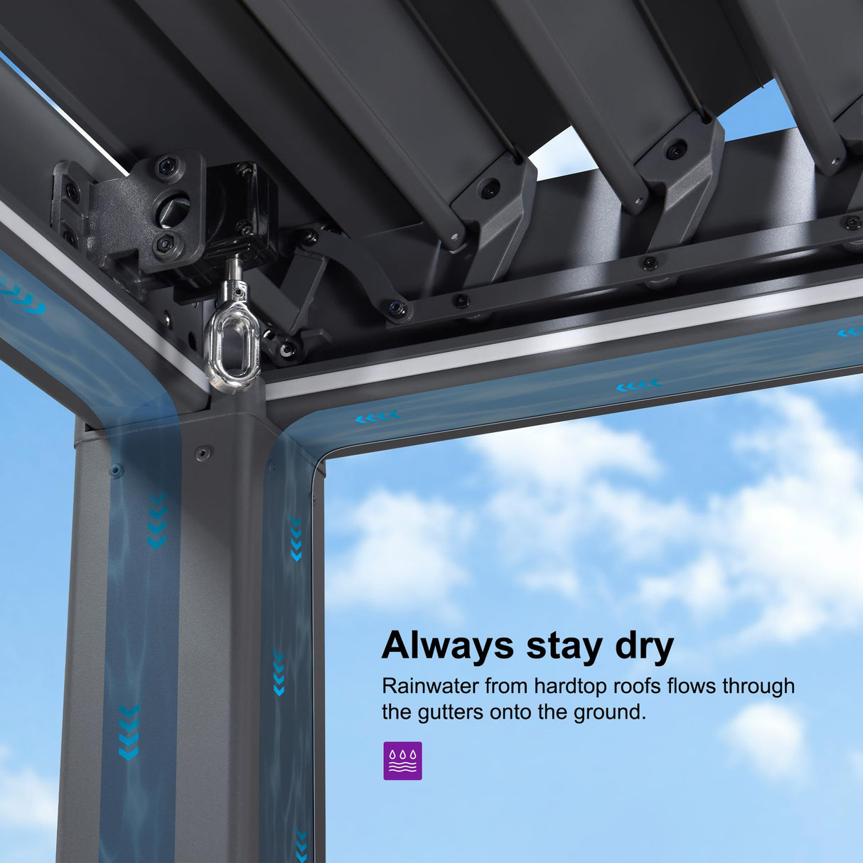 PURPLE LEAF LED Louvered Pergola 92KS 11.5' x 17.5' with Integrated Strip Lights Aluminum Independent Adjustable Rainproof Roof Hardtop Gazebo for Patio Deck Garden Yard Gray PURPLE LEAF