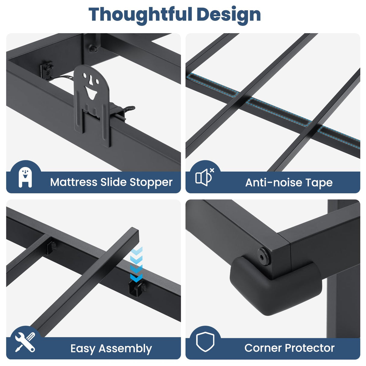 LUSIMO King Size Floating Bed Frame with LED Lights & Under-Bed Storage, Heavy Duty Metal Platform, 12 Inch Height LUSIMO