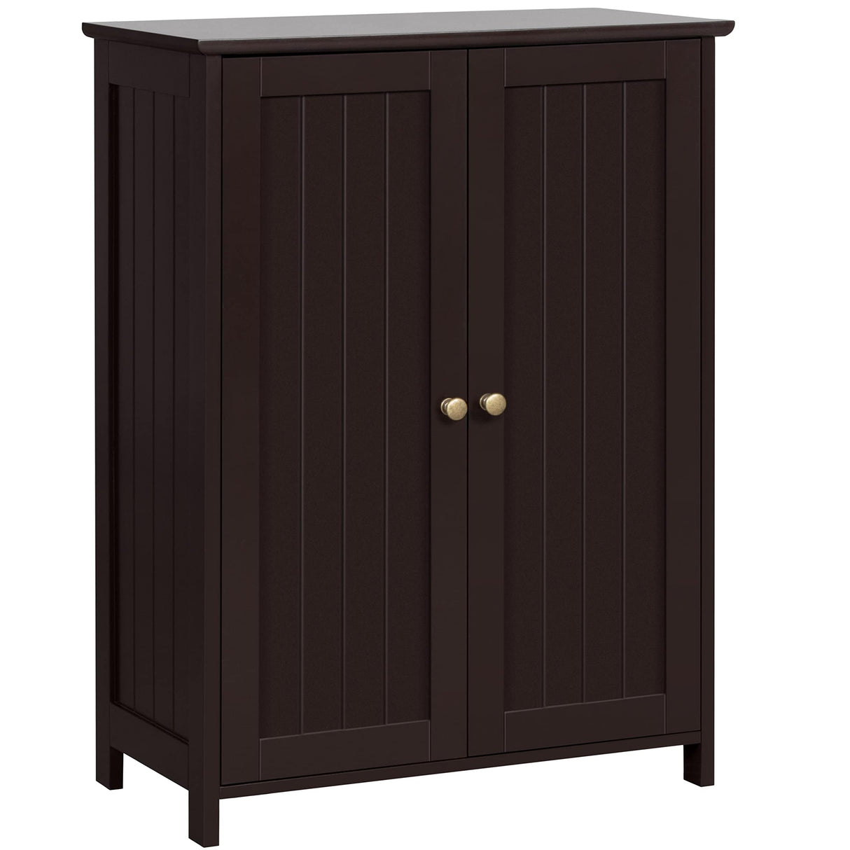 Topeakmart Bathroom Floor Cabinet Double Doors Free-standing Storage Cabinet with Adjustable Shelves, Anti-toppling Design, Espresso Topeakmart