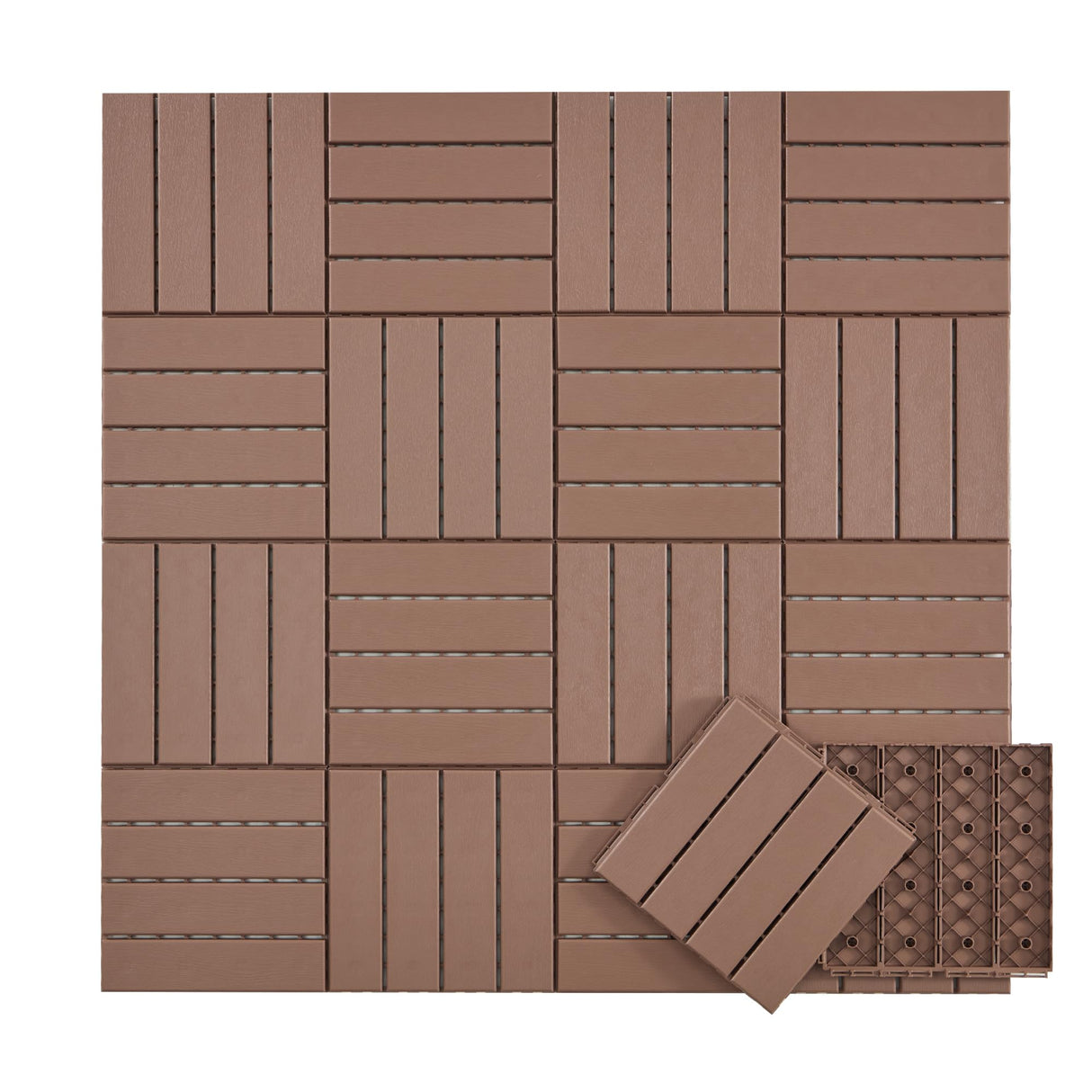 Candockway Plastic Interlocking Deck Tiles, 36 Pack Outdoor Flooring Waterproof Pavers for Patio Garden Porch Yard, All Weather Use, Coffee Candockway