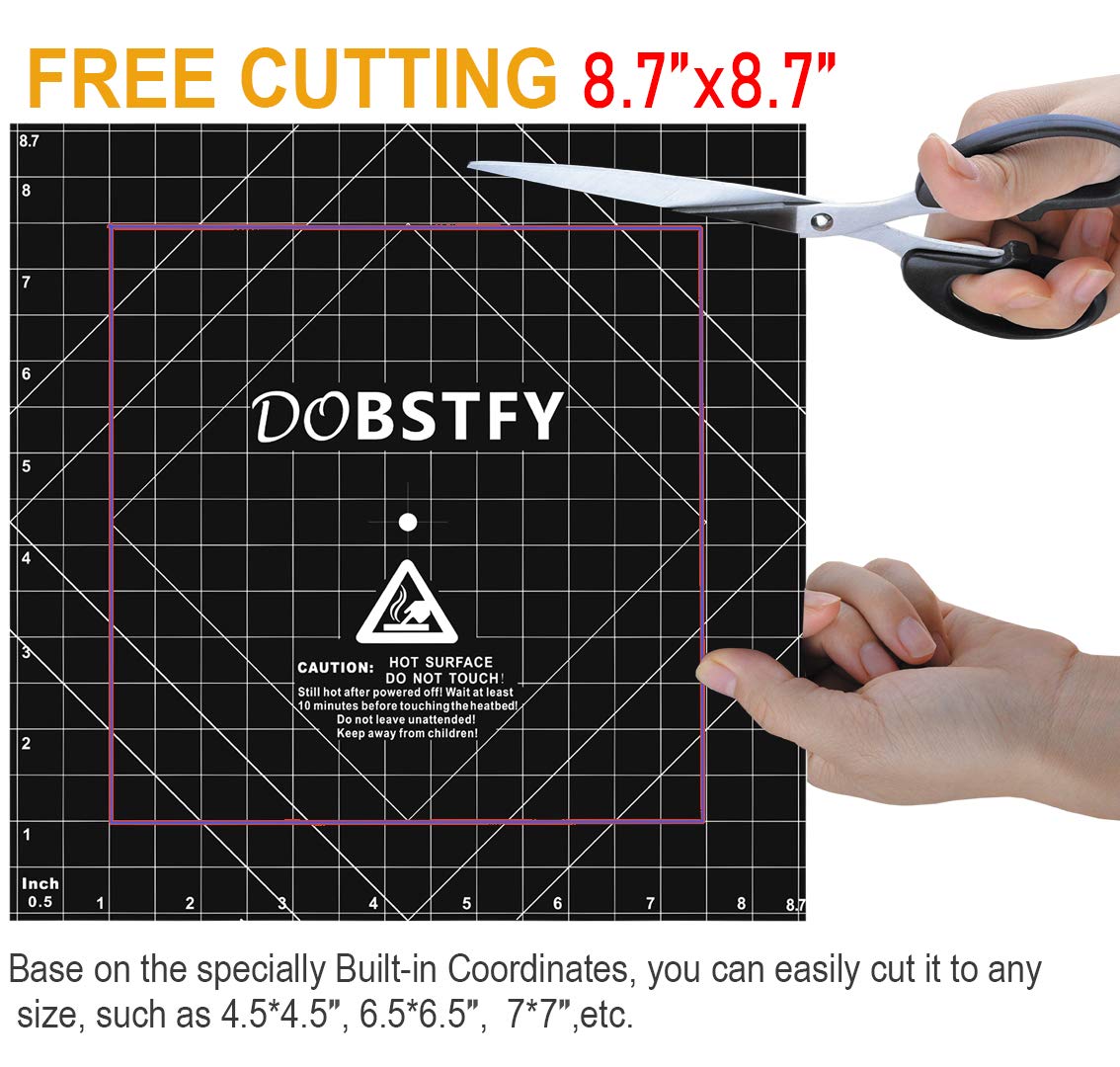 DOBSTFY 3D Printing Build Surface,with Premium Adhesive 3D Printer Heat Bed Platform Sticker Sheet,for Ender 3/Ender 3 Pro/Ender 3 V2 Neo/Ender 3 V3 KE/Ender 3 V3 SE/4Pack 8.7x8.7inch(220mmx220mm) DOBSTFY