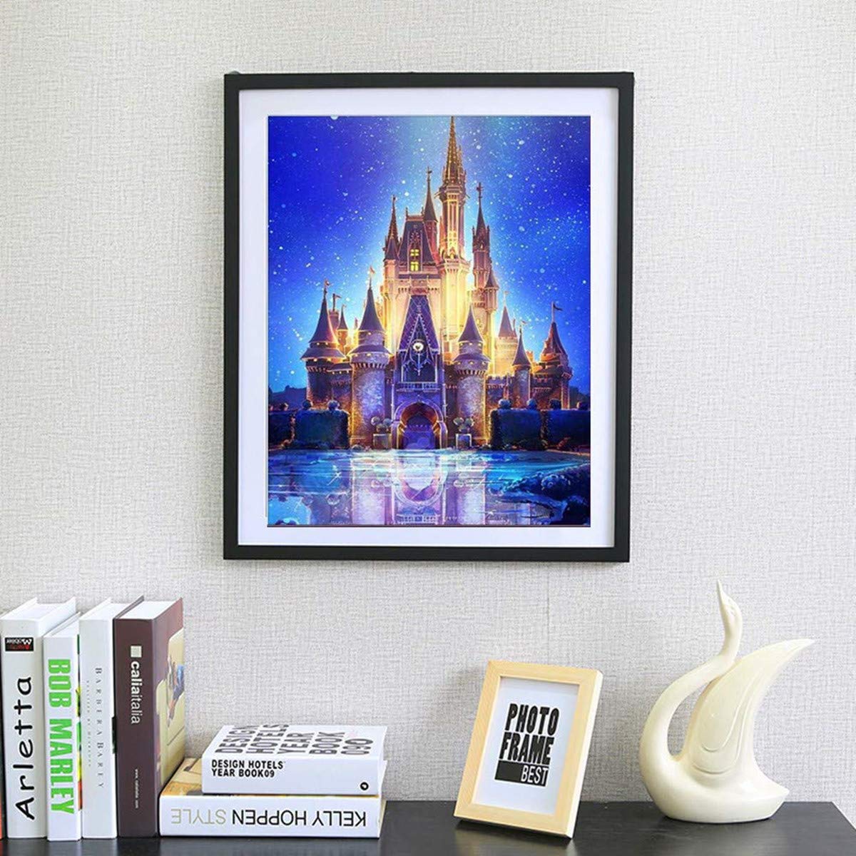 DIY 5D Diamond Painting Kits for Adults, Minelife Full Drill Crystal Rhinestone Painting by Number Kits Arts Craft Rhinestone Embroidery for Home Wall Decor Starry Castle (30x40cm) Minelife