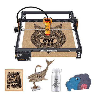ACMER Laser Engraver Cutting Machine Laser Cutting Machine with Ultra-fine 10000mm/min Laser Class4 (P1 S PRO 6W)